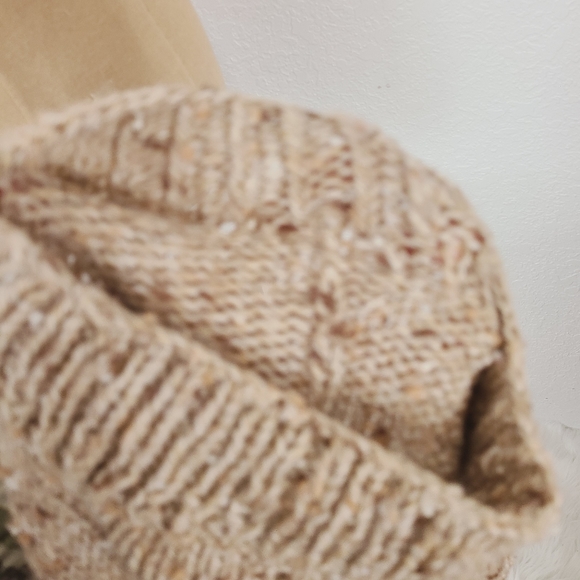 Vintage Marled Knit Mock Neck Puff Sleeve Sweater - Picture 3 of 9